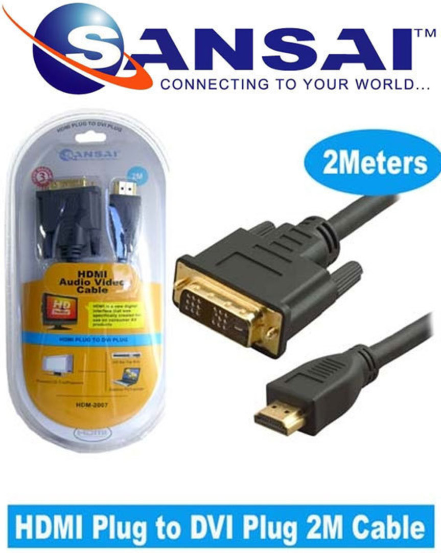 SANSAI HDMI Plug to DVI Plug Cable 2m image 0